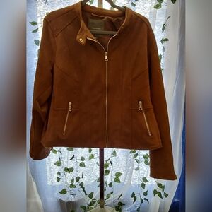 Maurices Brown Bomber Jacket with Zipper Accents
